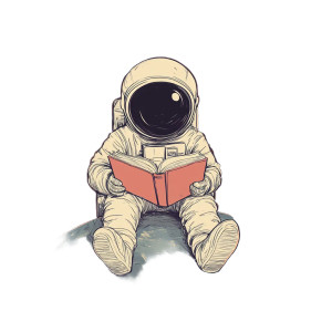 Astronaut Reading Vinyl Car Decal Sticker – Waterproof & UV-Resistant 8"