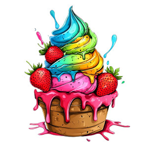 Colorful Ice Cream Sundae Vinyl Car Decal Sticker – Waterproof & UV-Resistant 8"