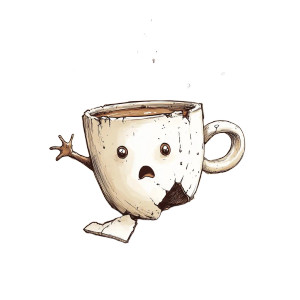 Broken Cup Character Vinyl Car Decal Sticker – Waterproof & UV-Resistant 8"