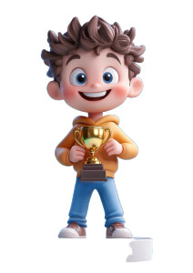 Happy Trophy Boy Vinyl Car Decal Sticker – Waterproof & UV-Resistant 8"