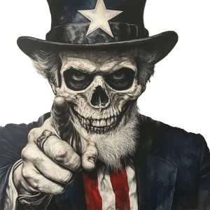Uncle Sam Skull Vinyl Car Decal Sticker – Waterproof & UV-Resistant 8"