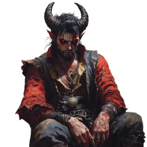 Red Tiefling Fortune Teller Vinyl Car Decal Sticker – Waterproof & UV-Resistant 8"