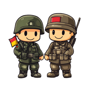 Cartoon Soldier Friends Vinyl Car Decal Sticker – Waterproof & UV-Resistant 8"