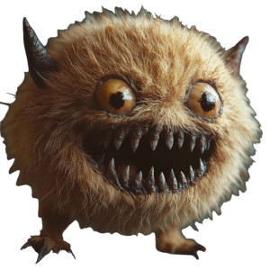 Sharp-Toothed Furball Vinyl Car Decal Sticker – Waterproof & UV-Resistant 8"