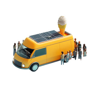 Orange Ev Icecream Van Vinyl Car Decal Sticker – Waterproof & UV-Resistant 8"