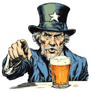 Uncle Sam Drinking Vinyl Car Decal Sticker – Waterproof & UV-Resistant 8"