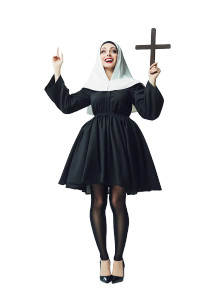 Mischievous Nun Vinyl Car Decal Sticker – Waterproof & UV-Resistant 8"