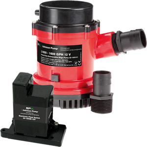 Powerful Johnson Pumps Heavy Duty Bilge Pump | 1600 GPH, 12V | Stainless Steel Shaft | Liquid Cooled Motor | Electromagnetic Switch Powerful Johnson Pumps Heavy Duty Bilge Pump | 1600 GPH, 12V | Stainless Steel Shaft | Liquid Cooled Motor | Electromagnetic Switch