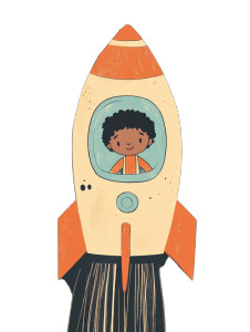 Cheerful Astronaut Rocket Vinyl Car Decal Sticker – Waterproof & UV-Resistant 8"