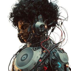 Wire Afro Robot Vinyl Car Decal Sticker – Waterproof & UV-Resistant 8"