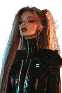 Futuristic Cyber Baddie Vinyl Car Decal Sticker – Waterproof & UV-Resistant 8"