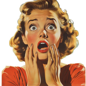 Retro Frightened Woman Vinyl Car Decal Sticker – Waterproof & UV-Resistant 8"