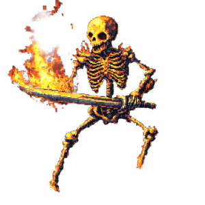 Flaming Skeleton Warrior V4 Vinyl Car Decal Sticker – Waterproof & UV-Resistant 8"