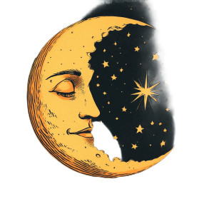 Moon With Face Vinyl Car Decal Sticker – Waterproof & UV-Resistant 8"