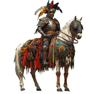 Colorful Feathered Knight Vinyl Car Decal Sticker – Waterproof & UV-Resistant 8"