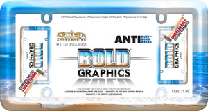 Enhance Your Vehicle | Bold Beach Design License Plate Frame | Fits all Plates