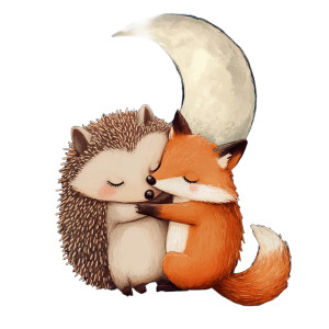 Hedgehog Fox Hug Vinyl Car Decal Sticker – Waterproof & UV-Resistant 8"