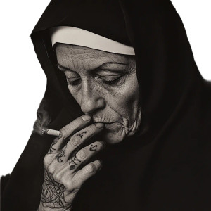 Smoking Nun V4 Vinyl Car Decal Sticker – Waterproof & UV-Resistant 8"