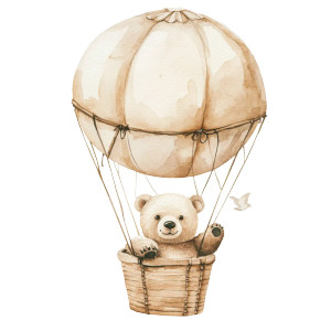 Beige Bear Balloon Vinyl Car Decal Sticker – Waterproof & UV-Resistant 8"