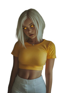 Blonde Glowing-Eyed Woman Vinyl Car Decal Sticker – Waterproof & UV-Resistant 8" Blonde Glowing-Eyed Woman Vinyl Car Decal Sticker – Waterproof & UV-Resistant 8"