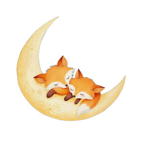 Sleeping Foxes Moon Vinyl Car Decal Sticker – Waterproof & UV-Resistant 8"