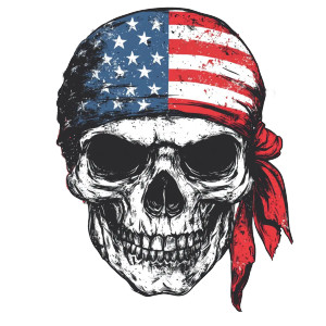 Patriotic Skull T-Shirt Vinyl Car Decal Sticker – Waterproof & UV-Resistant 8"