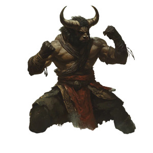 Minotaur Monk Warrior Vinyl Car Decal Sticker – Waterproof & UV-Resistant 8"