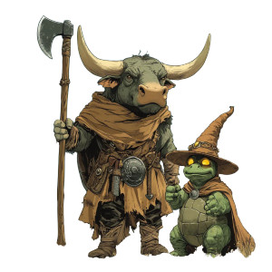 Warrior Bull & Turtle Wizard Vinyl Car Decal Sticker – Waterproof & UV-Resistant 8"