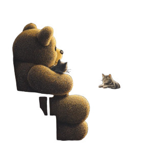 Teddy And Cat Vinyl Car Decal Sticker – Waterproof & UV-Resistant 8"