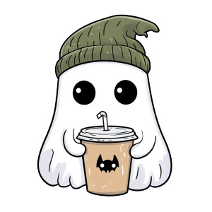 Ghost With Coffee Vinyl Car Decal Sticker – Waterproof & UV-Resistant 8" Ghost With Coffee Vinyl Car Decal Sticker – Waterproof & UV-Resistant 8"