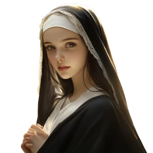 Ethereal Young Nun Vinyl Car Decal Sticker – Waterproof & UV-Resistant 8"