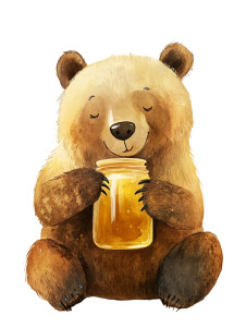 Bear Eats Honey Vinyl Car Decal Sticker – Waterproof & UV-Resistant 8"