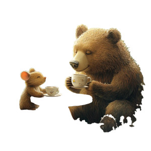 Bear & Mice Coffee Vinyl Car Decal Sticker – Waterproof & UV-Resistant 8"