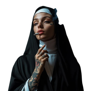 Swaggy Smoking Nun Vinyl Car Decal Sticker – Waterproof & UV-Resistant 8"