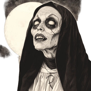 Nosferatu Nun Vinyl Car Decal Sticker – Waterproof & UV-Resistant 8"