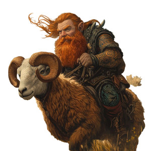 Ginger Dwarf Riding Ram Vinyl Car Decal Sticker – Waterproof & UV-Resistant 8"