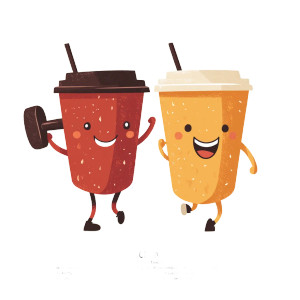 Coffee Cup Characters Vinyl Car Decal Sticker – Waterproof & UV-Resistant 8"