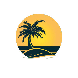 Palm Tree Logo Vinyl Car Decal Sticker – Waterproof & UV-Resistant 8"