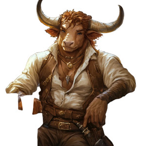 Androgynous Minotaur Tavernkeeper Vinyl Car Decal Sticker – Waterproof & UV-Resistant 8"