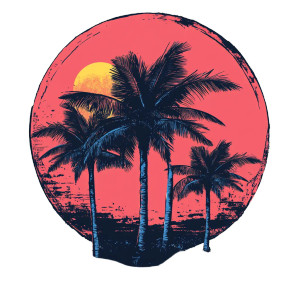 Palm Tree T-Shirt Vinyl Car Decal Sticker – Waterproof & UV-Resistant 8"