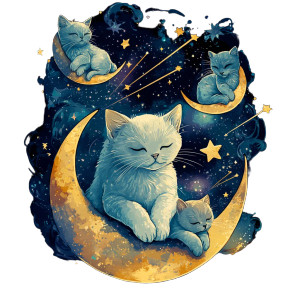 Celestial Cats Vinyl Car Decal Sticker – Waterproof & UV-Resistant 8"