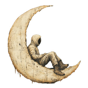 Man In Moon Vinyl Car Decal Sticker – Waterproof & UV-Resistant 8"