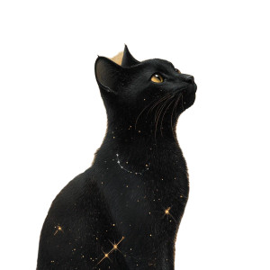Celestial Cat Design Vinyl Car Decal Sticker – Waterproof & UV-Resistant 8"