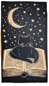 Woodcut Book Scene Vinyl Car Decal Sticker – Waterproof & UV-Resistant 8"