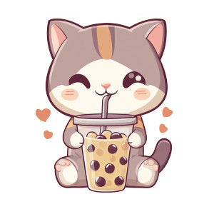 Cute Cat Boba V2 Vinyl Car Decal Sticker – Waterproof & UV-Resistant 8"