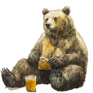 Big Bear With Honey Vinyl Car Decal Sticker – Waterproof & UV-Resistant 8"