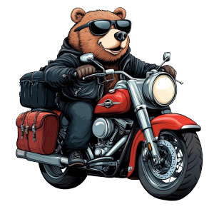 Retro Bear Biker Vinyl Car Decal Sticker – Waterproof & UV-Resistant 8"