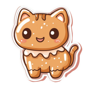 Gingerbread Cookie Cat Vinyl Car Decal Sticker – Waterproof & UV-Resistant 8"