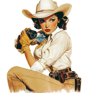 Vintage Cowgirl Illustration Vinyl Car Decal Sticker – Waterproof & UV-Resistant 8"