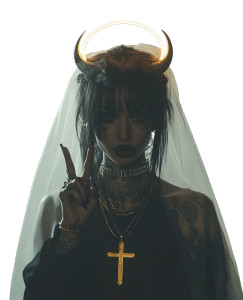 Horned Veiled Woman Vinyl Car Decal Sticker – Waterproof & UV-Resistant 8"